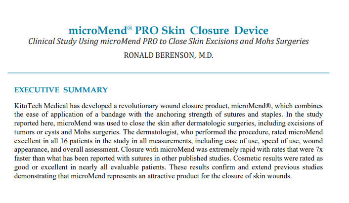 Clinical Study Using microMend PRO to Close Skin Excisions and Mohs ...